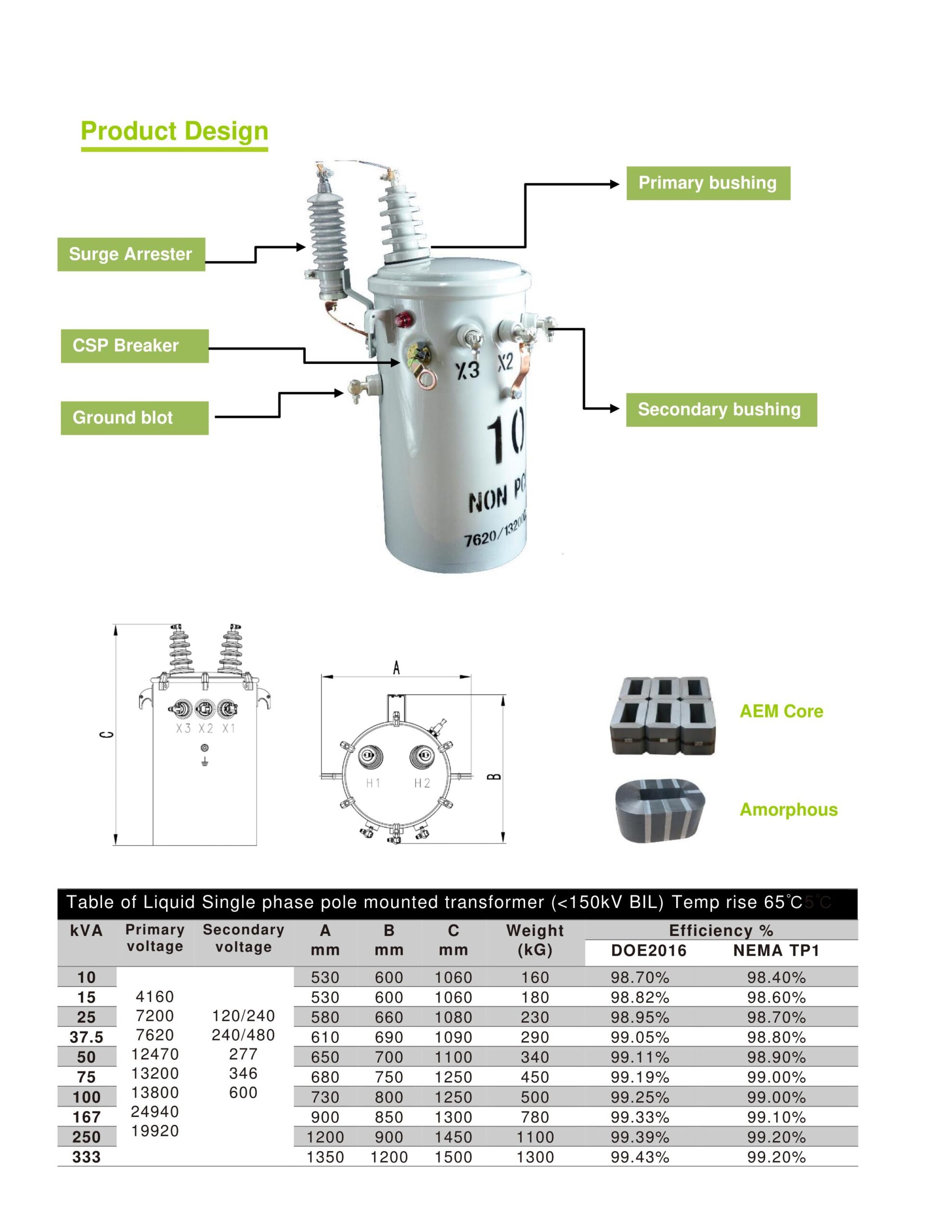 Single Phase Pole Mounted Transformer - Power and electrical manufacturing