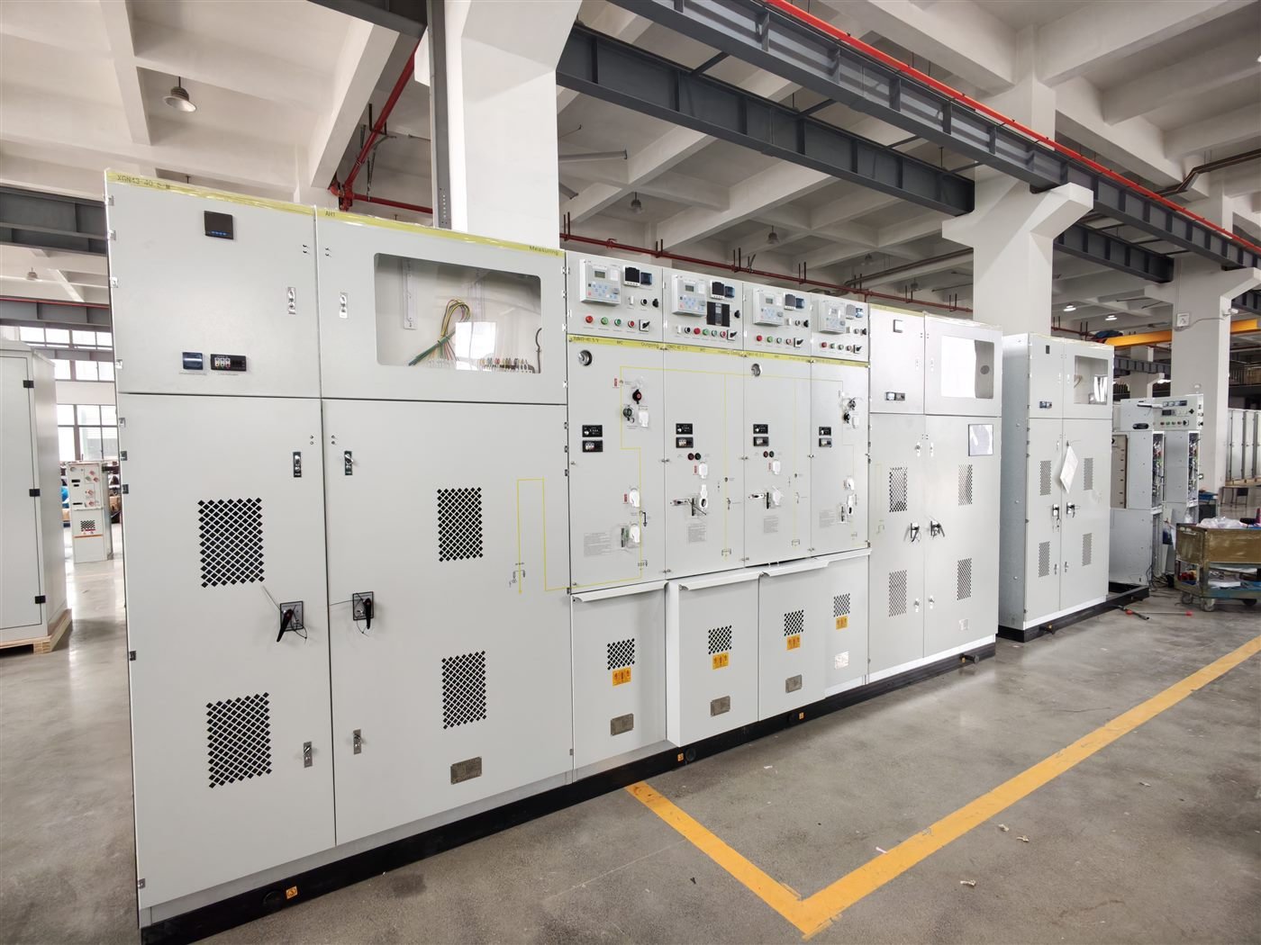 high voltage and low voltage cabinet assembly row